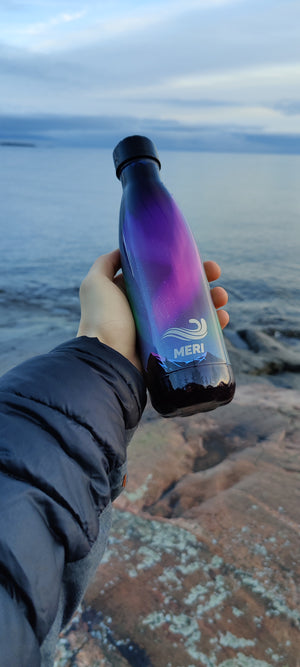 aurora borealis 500 ml meri bottles vesi pullo metallinen
